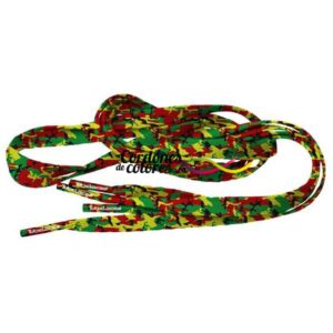 Cordon Plano Impreso Camuflaje Rasta Special Camo Rasta Tubelaces