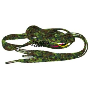 Cordon Plano Impreso Camuflaje Verde Special Camo Green Tubelaces