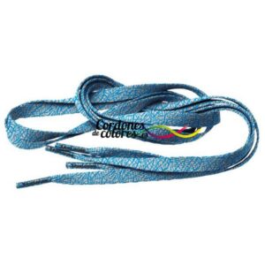 Cordon Plano Impreso Elefante Azul Blanco Special Elephant Blue White Tubelaces