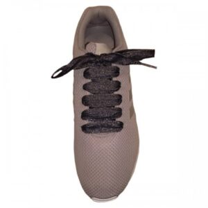 Cordones Cinta Chic Negro Brillo Plata