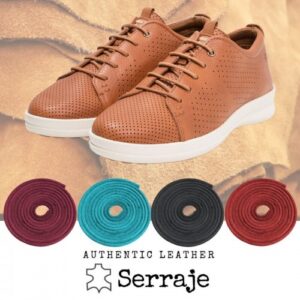 Cordones Cuero Serraje Redondos Azul Turquesa