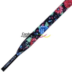 Cordon Plano Impreso Flores Spring Tubelaces