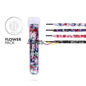 Cordon Plano Impreso Flores White Red Tubelaces