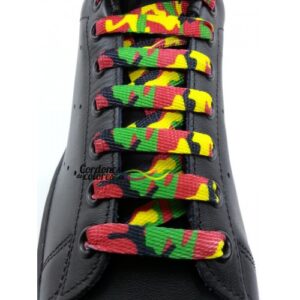 Cordon Plano Impreso Camuflaje Rasta Special Camo Rasta Tubelaces