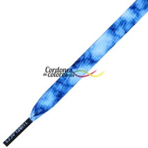Cordon Plano Impreso White Marbel Blue Royal Tubelaces
