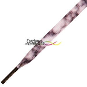 Cordon Plano Impreso White Marbel Black Grey Tubelaces
