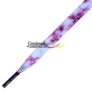 Cordon Plano Impreso White Marbel Red Pink Tubelaces