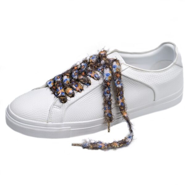 Cordones Planos Estampados Flores Marrón Azul