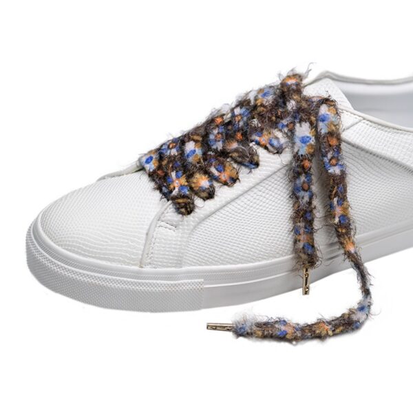 Cordones Planos Estampados Flores Marrón Azul