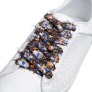 Cordones Planos Estampados Flores Marrón Azul