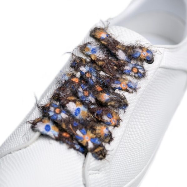 Cordones Planos Estampados Flores Marrón Azul