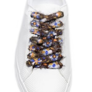Cordones Planos Estampados Flores Marrón Azul