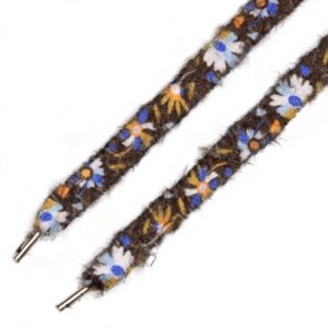 Cordones Planos Estampados Flores Marrón Azul