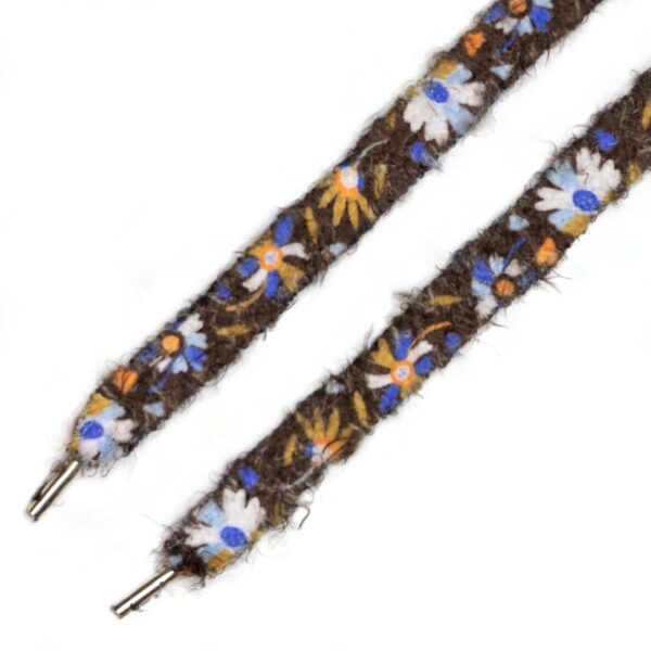 Cordones Planos Estampados Flores Marrón Azul