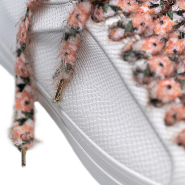 Cordones Planos Estampados Flores Marrón Verde