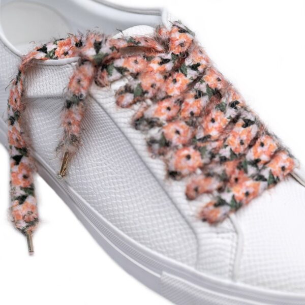 Cordones Planos Estampados Flores Marrón Verde