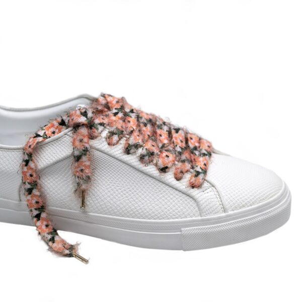 Cordones Planos Estampados Flores Marrón Verde