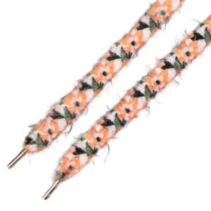 Cordones Planos Estampados Flores Marrón Verde