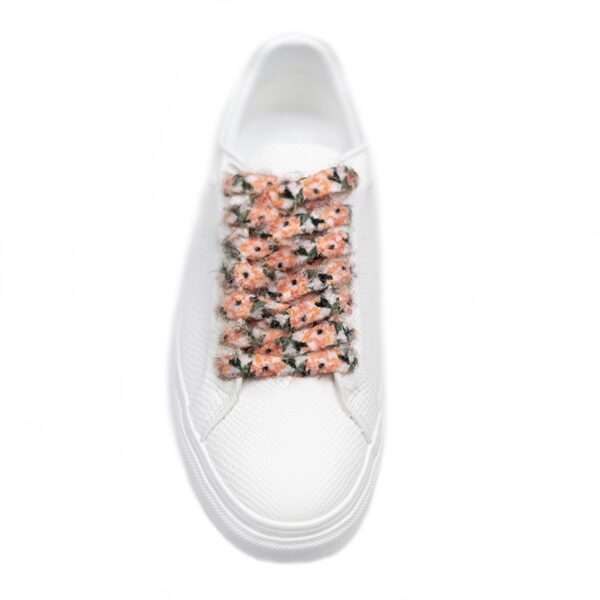 Cordones Planos Estampados Flores Marrón Verde