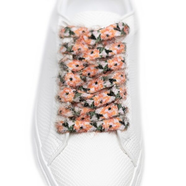 Cordones Planos Estampados Flores Marrón Verde