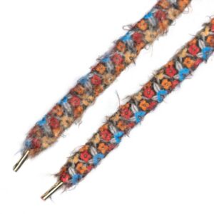 Cordones Planos Estampados Flores Rojo Naranja Azul