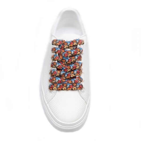 Cordones Planos Estampados Flores Rojo Naranja Azul