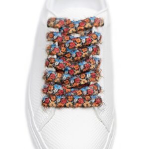 Cordones Planos Estampados Flores Rojo Naranja Azul