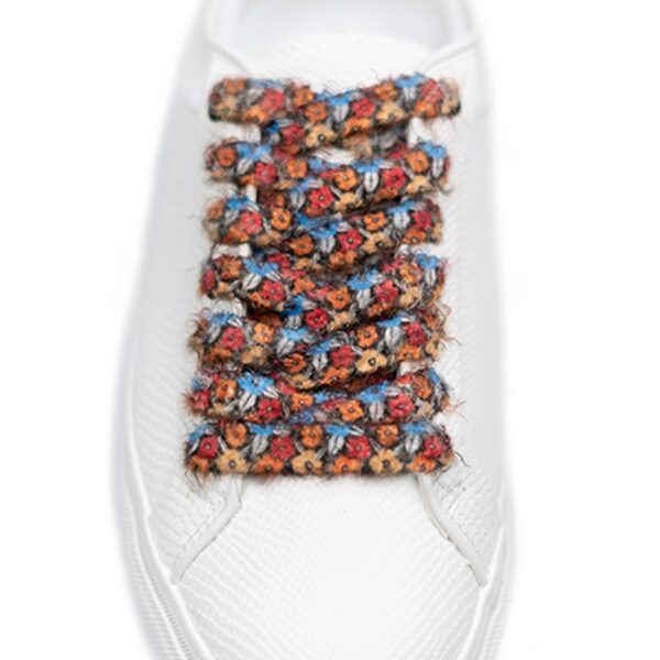 Cordones Planos Estampados Flores Rojo Naranja Azul