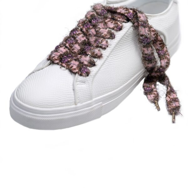 Cordones Planos Estampados Flores Rosa Púrpura