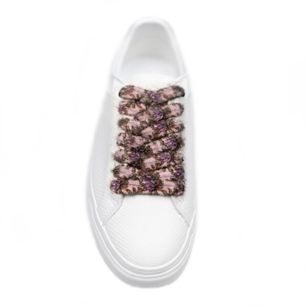 Cordones Planos Estampados Flores Rosa Púrpura