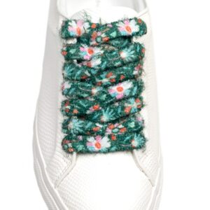 Cordones Planos Estampados Flores Verde