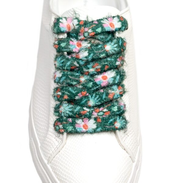 Cordones Planos Estampados Flores Verde