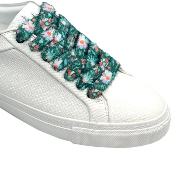Cordones Planos Estampados Flores Verde