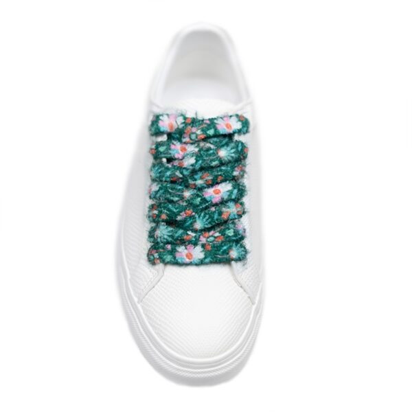 Cordones Planos Estampados Flores Verde