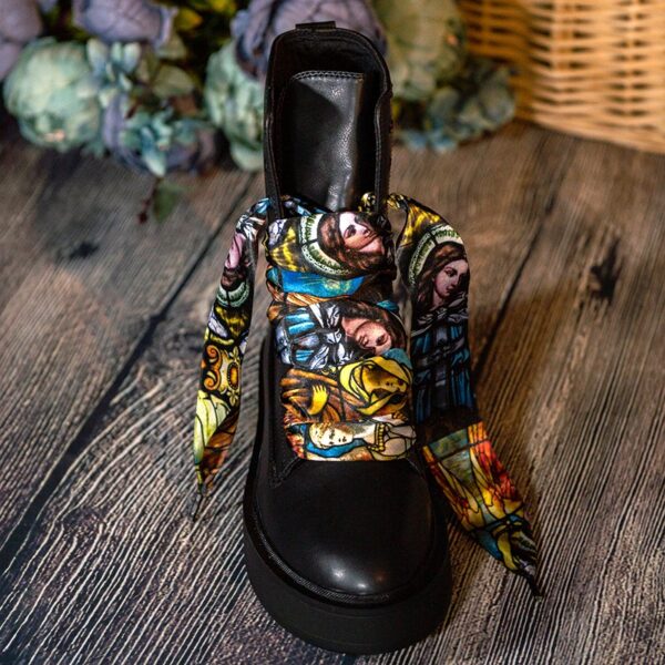 Cordones Planos Estampados Raso Angeles
