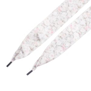 Cordones Planos Estampados Raso Flores Rosas