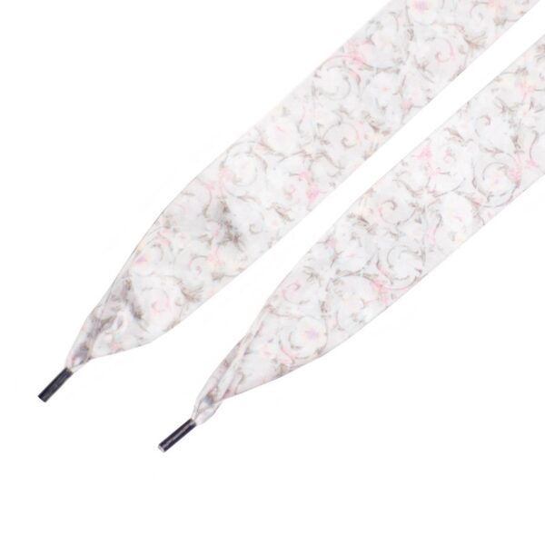Cordones Planos Estampados Raso Flores Rosas