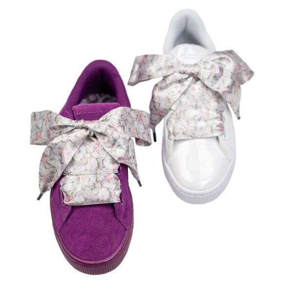 Cordones Planos Estampados Raso Flores Rosas