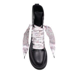 Cordones Planos Estampados Raso Flores Rosas