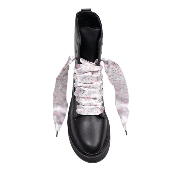 Cordones Planos Estampados Raso Flores Rosas