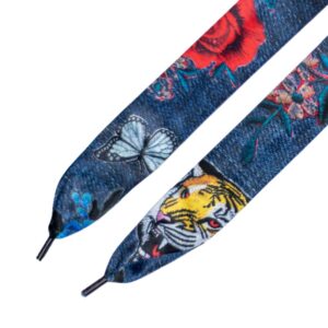 Cordones Planos Estampados Raso Tigres y Mariposas
