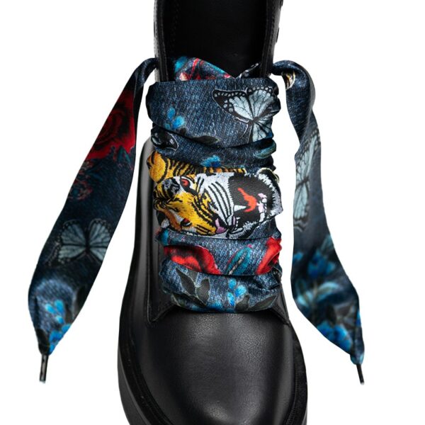 Cordones Planos Estampados Raso Tigres y Mariposas