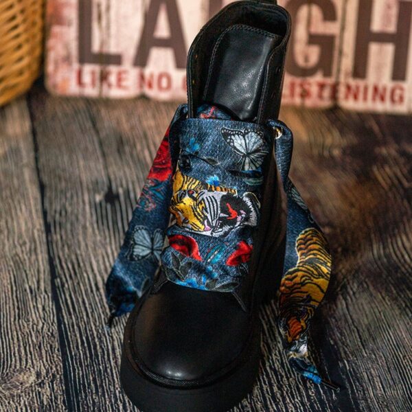 Cordones Planos Estampados Raso Tigres y Mariposas